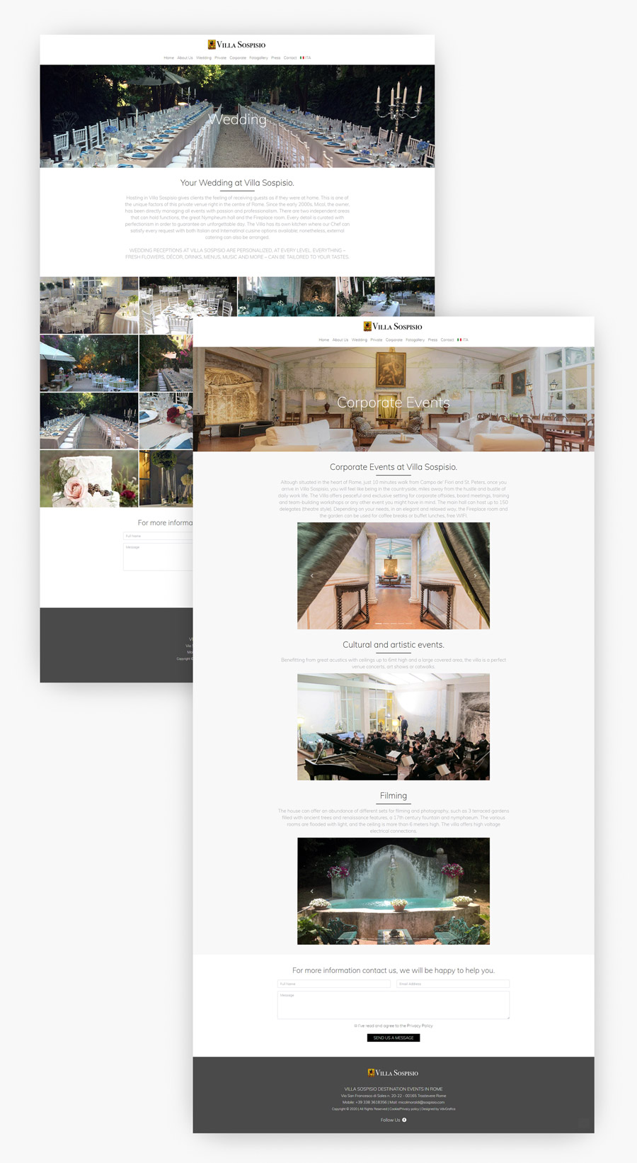 realizzazione sito web per location matrimoni, web Designer Freelance Roma, VdvGrafica