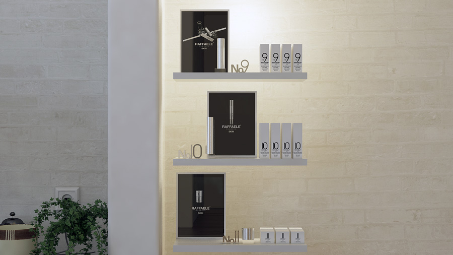 render scaffale per prodotti di cosmetica